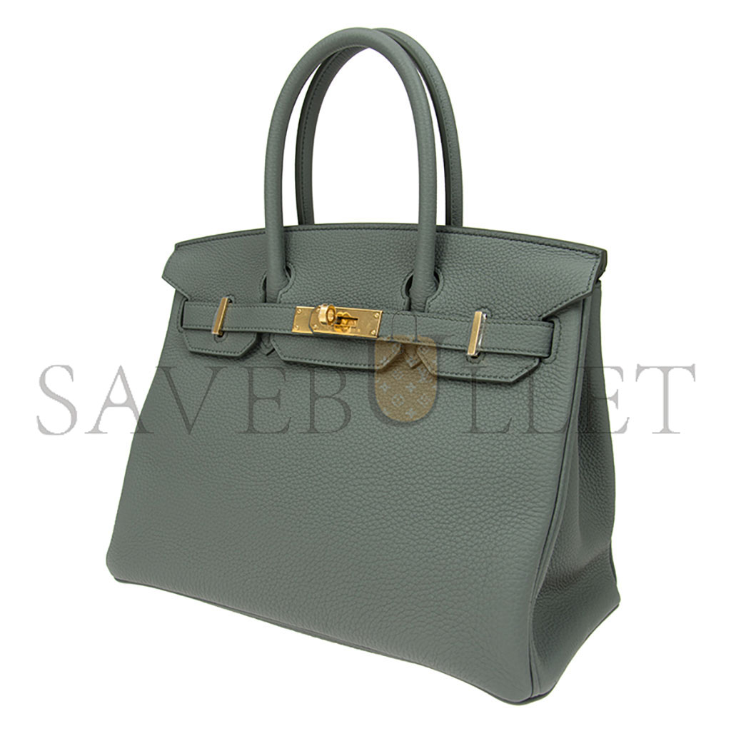H**mes birkin 30 epsom leather birkin green gold buckle high end bag bk3063tggp4296 (30*23*15cm)